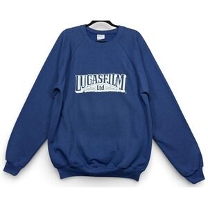 Vintage George Lucas Film Ltd Raglan Sweatshirt XL Navy Blue Star Wars Movie 90s